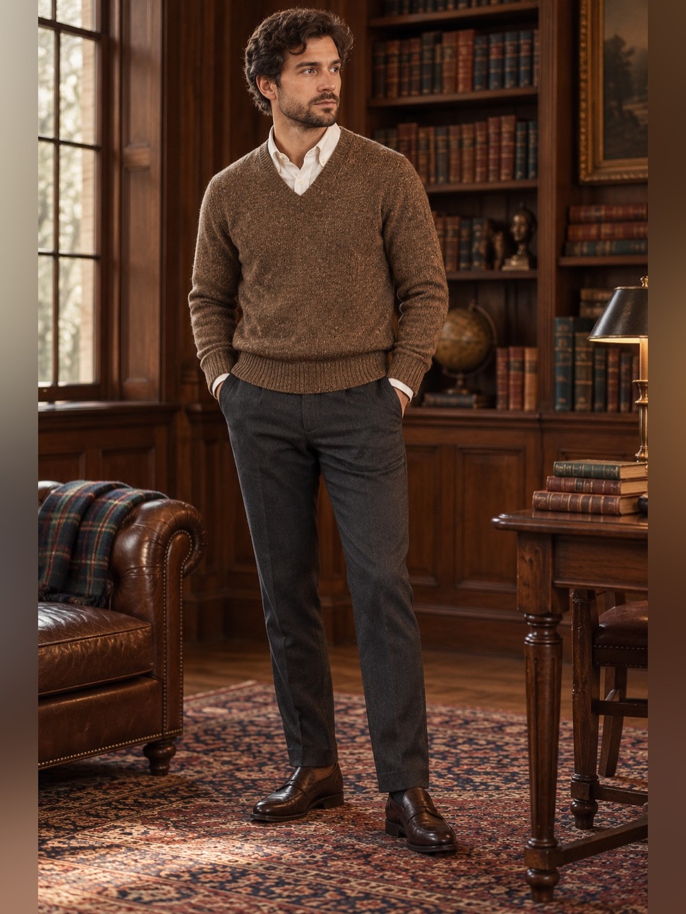 Wallace & Barnes Garments of Distinction 100% Wool V-Neck Sweater XL Heritage